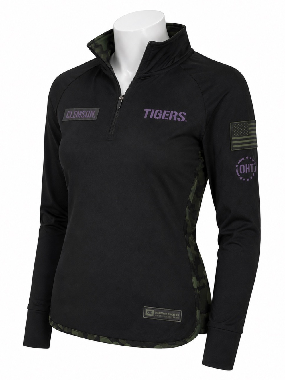 Women's Clemson Tigers Colosseum OHT Military Appreciation Quarter Zip Medium